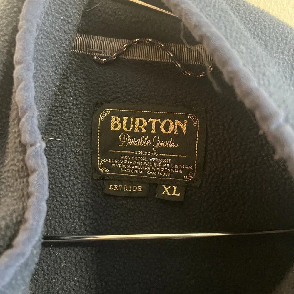 Burton Men's XL Durable Goods Blue Full Zip Up Fleece Sweater Jacket Dryride